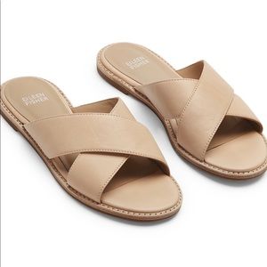 Eileen Fisher Cape Crossover Leather Sandal, size 8